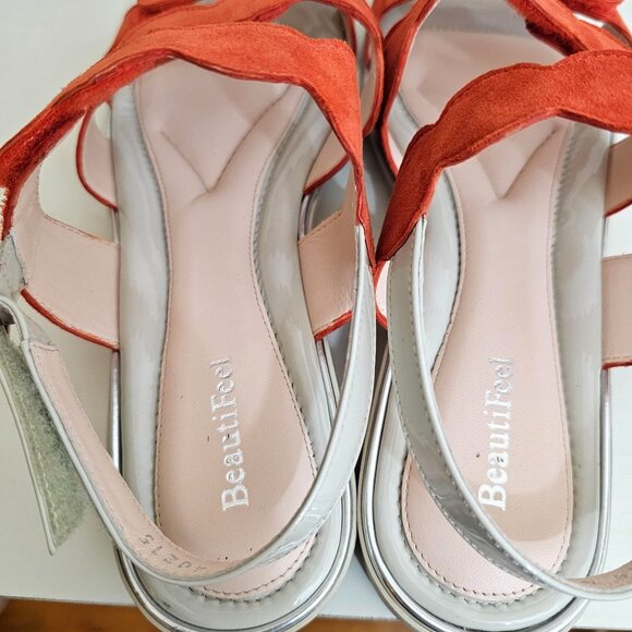 BeautiFeel Womens Sz US 10 41 Cleo Coral Strappy Leather Sandal Comfort Shoe - Picture 6 of 11